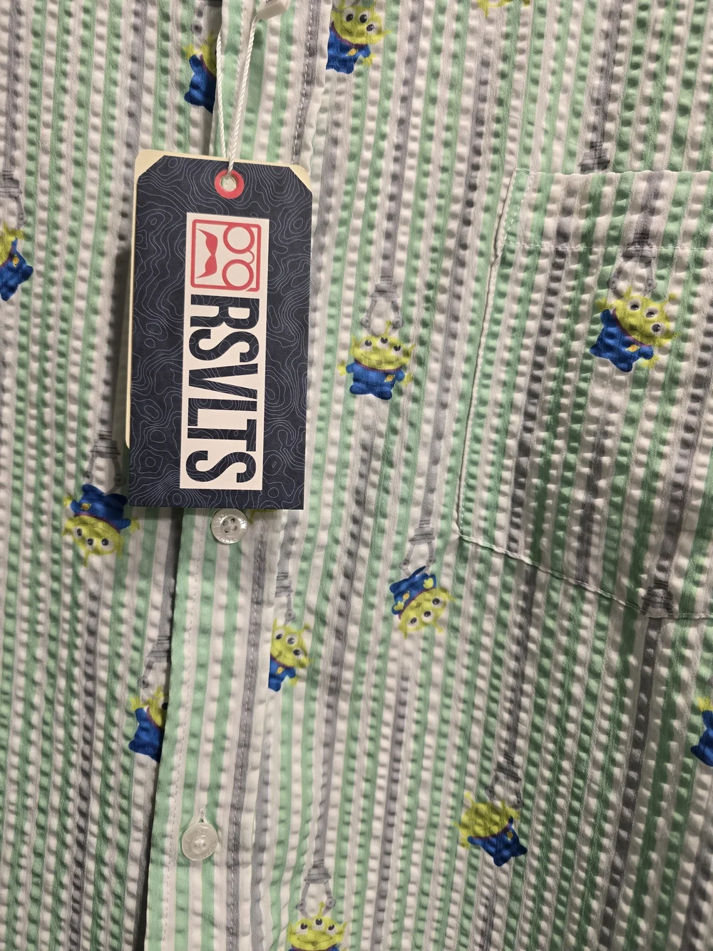 RSVLTS Pixar Toy Story Aliens Short-Sleeve Seersucker Shirt 3XL
